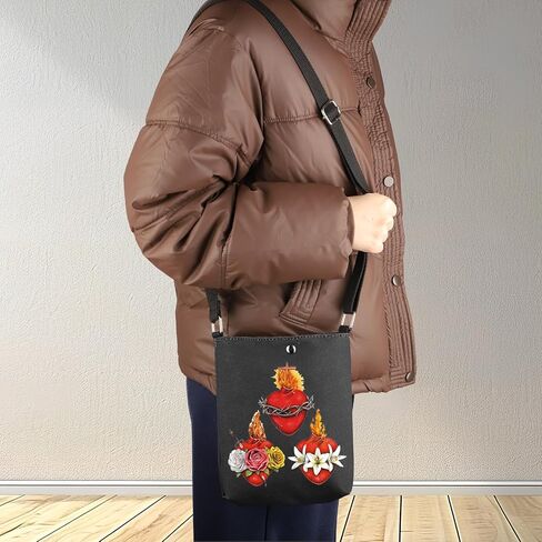 G2TUP Holy Family Hearts Crossbody Bag Sacred Hearts Gifts Immaculate Hearts Most Chaste Heart Of Joseph Catholic Shoulder Bag (3Red) in Saudi Arabia