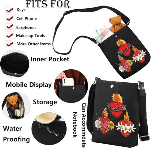 G2TUP Holy Family Hearts Crossbody Bag Sacred Hearts Gifts Immaculate Hearts Most Chaste Heart Of Joseph Catholic Shoulder Bag (3Red) in Saudi Arabia