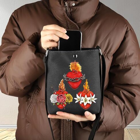 G2TUP Holy Family Hearts Crossbody Bag Sacred Hearts Gifts Immaculate Hearts Most Chaste Heart Of Joseph Catholic Shoulder Bag (3Red) in Saudi Arabia