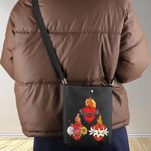 G2TUP Holy Family Hearts Crossbody Bag Sacred Hearts Gifts Immaculate Hearts Most Chaste Heart Of Joseph Catholic Shoulder Bag (3Red) in Saudi Arabia