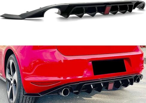 Rear Lip Bumper Diffuser Compatible with 2014-2017 Golf 7 MK7 GTI GTD TSI with Brake LED Glossy Black Style ﻿ in Kuwait