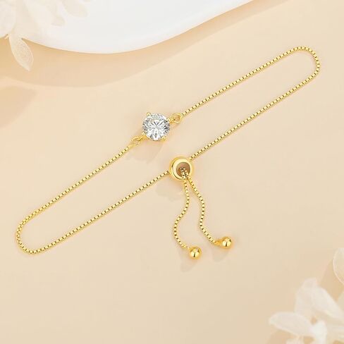 925 Sterling Silver Moissanite Bracelet for Women,1CT D Color VVS1 Diamond,Adjustabale 14K White Gold Box Chain(Fully Adjustable Up to 8.3 Inch/21cm),Perfect Jewelry Gifts in Saudi Arabia