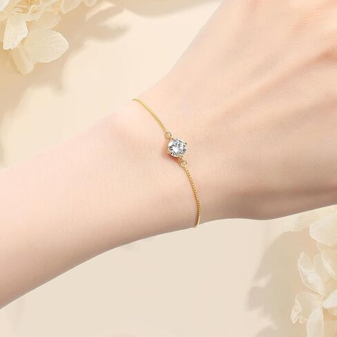 925 Sterling Silver Moissanite Bracelet for Women,1CT D Color VVS1 Diamond,Adjustabale 14K White Gold Box Chain(Fully Adjustable Up to 8.3 Inch/21cm),Perfect Jewelry Gifts in Saudi Arabia