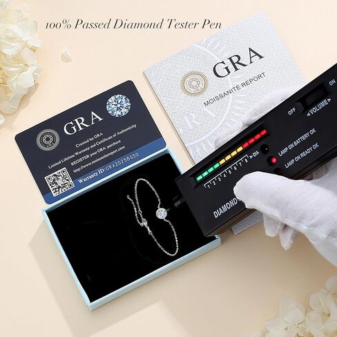 925 Sterling Silver Moissanite Bracelet for Women,1CT D Color VVS1 Diamond,Adjustabale 14K White Gold Box Chain(Fully Adjustable Up to 8.3 Inch/21cm),Perfect Jewelry Gifts in Saudi Arabia