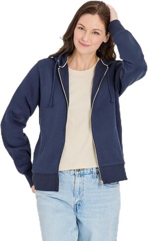 Life is Good Women's Crafty LIG Stacked Good Vibes Fleece Zip Hoodie, Inkwell Blue in Saudi Arabia