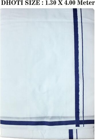 متوافق مع PRAKASAM Cotton للرجال (GALAXY HB) مزدوج (1.30 × 4.00 متر) DHOTI مع حدود بحرية in Saudi Arabia