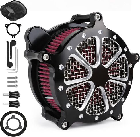 Harley M8 Air Filter, High-Flow Air Filter compatible with Harley Davidson Touring Street Road Glide Road King 2017+, Softail 2018+,Reusable Aluminum Air Intake Filter in Saudi Arabia