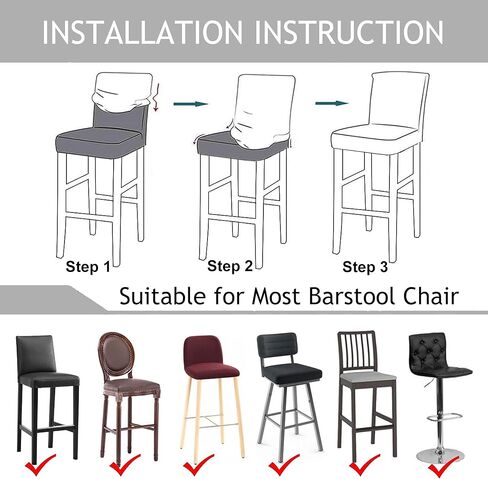 UCCONO Bar Stool Covers with Backs, Velvet Bar Chair Covers for Pub Tall Chair, Counter Barstool Seat Covers Removable Washable(Taupe,2PCS) in Saudi Arabia
