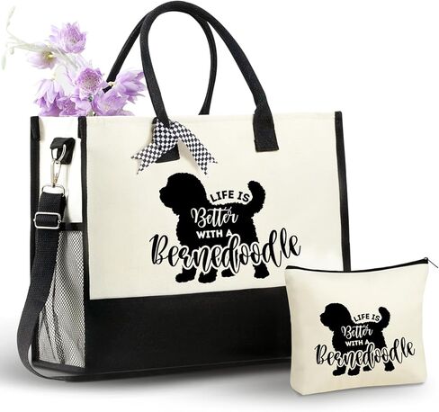 InnoBeta Bernedoodle Gifts, Tote Bag for Women, Top Zipper Closure and Shoulder Strap, Perfect Gifts for Birthday, Thanksgiving, Christmas in Saudi Arabia