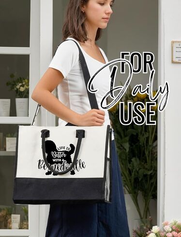 InnoBeta Bernedoodle Gifts, Tote Bag for Women, Top Zipper Closure and Shoulder Strap, Perfect Gifts for Birthday, Thanksgiving, Christmas in Saudi Arabia