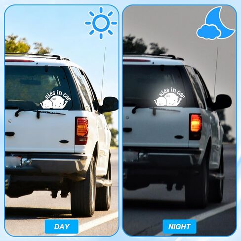 4Pcs Baby in Cars on Board Sticker, Kids in Car Sticker Decal, White Large Baby on Board Signs for Car Safety Driving Vehicle Windows and Bumpers in Kuwait