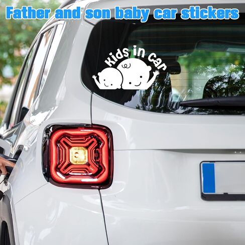 4Pcs Baby in Cars on Board Sticker, Kids in Car Sticker Decal, White Large Baby on Board Signs for Car Safety Driving Vehicle Windows and Bumpers in Kuwait