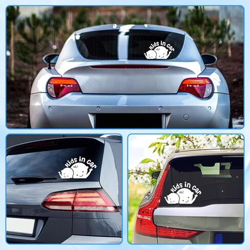 4Pcs Baby in Cars on Board Sticker, Kids in Car Sticker Decal, White Large Baby on Board Signs for Car Safety Driving Vehicle Windows and Bumpers in Kuwait