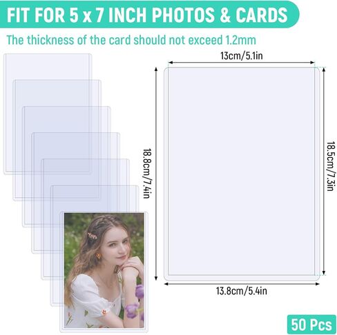 50ct 5x7 Toploaders - واقيات صور صلبة وواضحة، واقيات بطاقات متينة لبطاقات التداول والصور والمقتنيات، وأكمام بلاستيكية صلبة، تناسب أوراق مقاس 5x7 بوصة in Kuwait