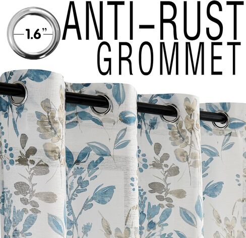 Semi Sheer Curtains 84 Inches Long Light Filtering Floral Curtains for Living Room Grommet Vintage Farmhouse Window Drapes for Bedroom Sliding Door 2 Panels in Kuwait