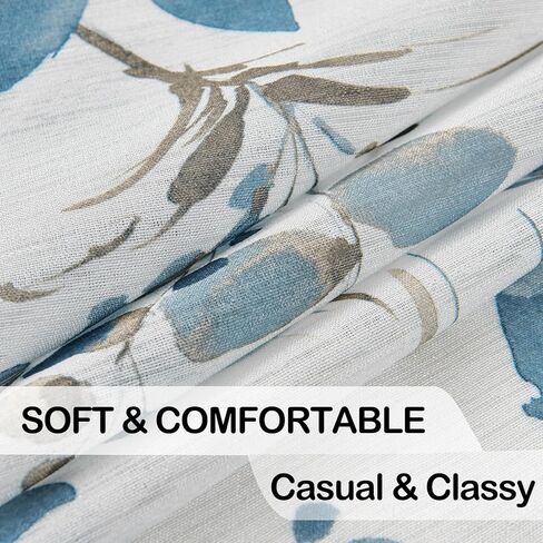 Semi Sheer Curtains 84 Inches Long Light Filtering Floral Curtains for Living Room Grommet Vintage Farmhouse Window Drapes for Bedroom Sliding Door 2 Panels in Kuwait