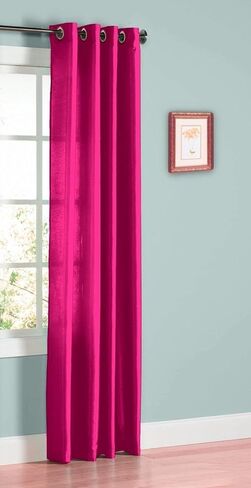 1 Piece Faux Silk Window Curtain Solid Panel Width 55" X 63" 84" 95" and 108" Length Bronze Grommets Mira (Magenta Hot Pink, 84" Standard) in Saudi Arabia