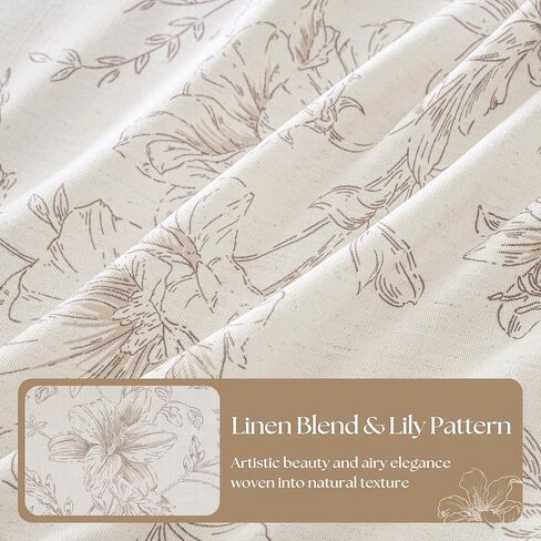 بني فاتح الأزهار الكتان ستائر مطوية 84 بوصة طويلة لغرفة النوم مكتب ضوء تصفية مزرعة خمر الفاوانيا زهرة الزنبق ستارة منقوشة لغرفة الطعام قرصة مطوي ستائر النافذة النباتية in Kuwait