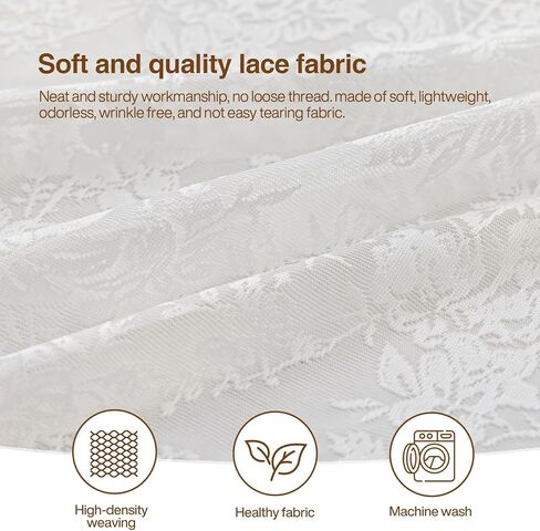 Beige Lace Rustic Victorian Floral Semi Sheer Light Filtering Curtains 84 Inch Long 2 Panel Set with Rod Pocket for Living Room Bedroom Dining Room 52x84 in Saudi Arabia