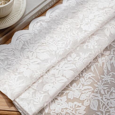 Beige Lace Rustic Victorian Floral Semi Sheer Light Filtering Curtains 84 Inch Long 2 Panel Set with Rod Pocket for Living Room Bedroom Dining Room 52x84 in Saudi Arabia