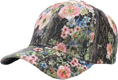 Elegant Flowers Print Baseball Caps for Women Exquisite Lace Visor Hats Outdoor Travel Sport Color Blocked Snapback Hats in Kuwait