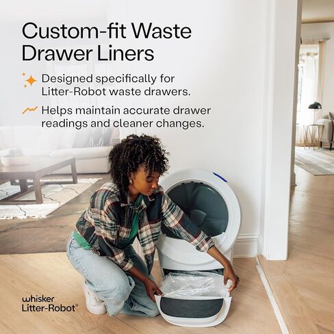 بطانات أدراج نفايات روبوت الفضلات من ويسكر، 50 عبوة - أكياس بطانة صندوق الفضلات، مناسبة خصيصًا لروبوت الفضلات، سعة 9-11 جالون in Kuwait