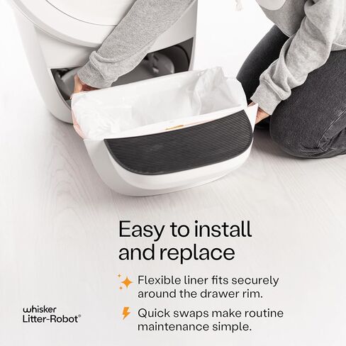 بطانات أدراج نفايات روبوت الفضلات من ويسكر، 50 عبوة - أكياس بطانة صندوق الفضلات، مناسبة خصيصًا لروبوت الفضلات، سعة 9-11 جالون in Kuwait