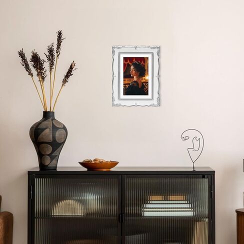 إطار صورة عتيق فضي أبيض مقاس 5 × 7، إطار بوليستون 5 × 7 مع حصيرة للصور مقاس 4 × 6، إطار صورة قديم لسطح المكتب أو الحائط، أفقي أو رأسي in Kuwait