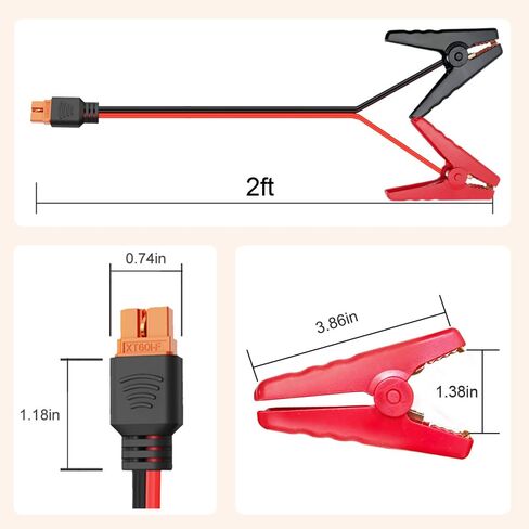 كابل طرفي XT60i إلى التمساح، أكثر من 8 أمبير، كابل تمديد 10AWG XT60i أنثى، XT60i-f متوافق مع بطارية ليبو، لوحة شمسية لمحطة الطاقة المحمولة ببطارية RC (2FT) in Kuwait