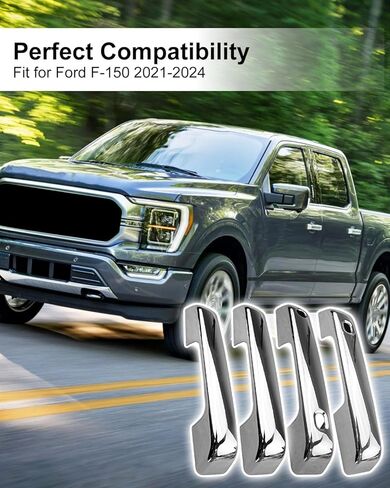 4 قطعة مقبض باب كروم يغطي قبعات مع 2 ثقوب المفاتيح صالح لفورد F150 2021-2025 F-250 F-350 F-450 F-550 سوبر ديوتي 2023-2025 in Saudi Arabia