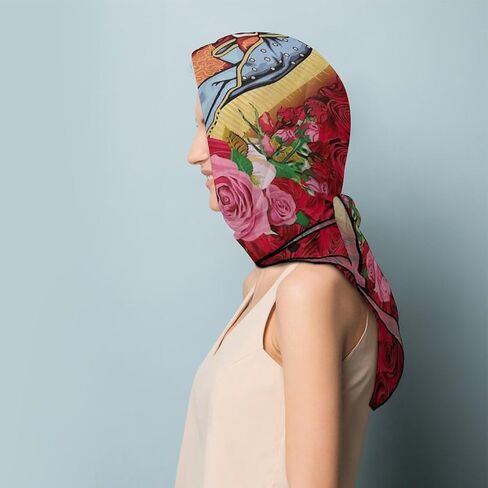 Our Lady of Guadalupe Hair Bandana Virgin Mary Silk Scarf Kerchief Square Scarf Wrap Neck Scarf for Women in Saudi Arabia