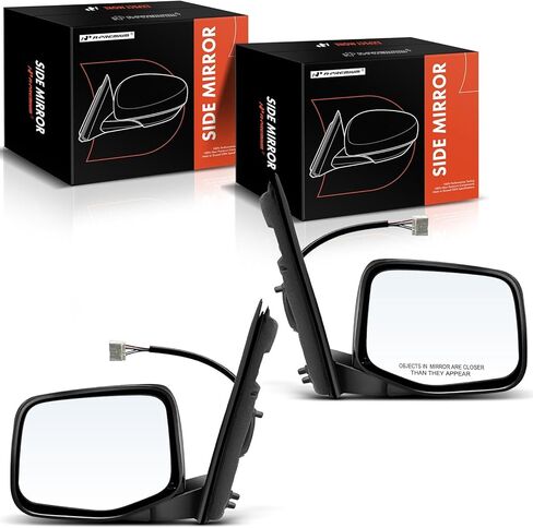 A-Premium Pair (2) Driver and Passenger Side Power Door Mirror - Compatible with Honda Odyssey 2011 2012 2013 - Heated Manual Folding Gloss Black Outside Rear View Mirror - Replace# 76250TK8A11ZA in Saudi Arabia
