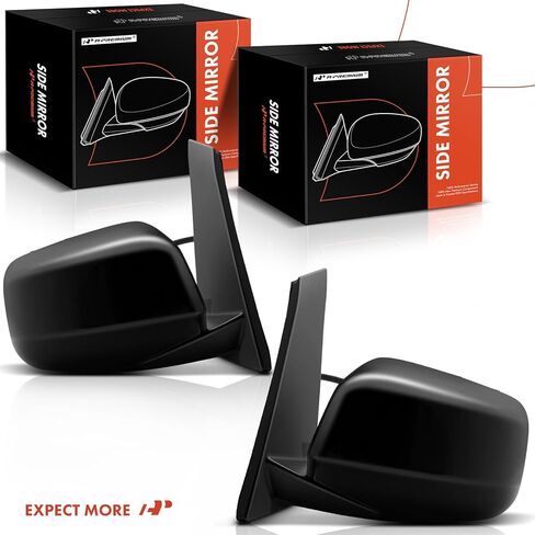 A-Premium Pair (2) Driver and Passenger Side Power Door Mirror - Compatible with Honda Odyssey 2011 2012 2013 - Heated Manual Folding Gloss Black Outside Rear View Mirror - Replace# 76250TK8A11ZA in Saudi Arabia