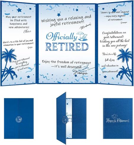 Retirement Party Decorations,Happy Retirement Guest Book Alternative Large Retired Card Signature Board Signing Card for Retiring Party Retirements Gifts for Women Men(Black Gold) in Kuwait