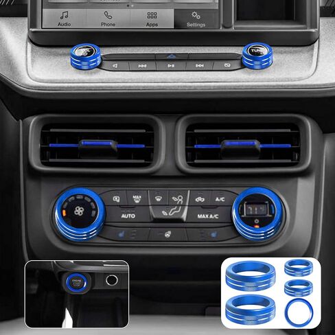 SENSHINE Knob Cover for Ford Maverick Accessories 2022 2023 2024 Air Conditioner Headlight Control Engine Start Stop Button Ring Center Console 4WD Gear Shift Switch Volume Knob Covers 7Pcs (Blue) in Saudi Arabia