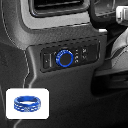 SENSHINE Knob Cover for Ford Maverick Accessories 2022 2023 2024 Air Conditioner Headlight Control Engine Start Stop Button Ring Center Console 4WD Gear Shift Switch Volume Knob Covers 7Pcs (Blue) in Saudi Arabia