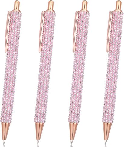4 Pcs Sparkly Pens Glitter Rhinestone Pink Ballpoint Pen Black Ink Retractable Pink Pens for Women Office School Christmas Graduation Party Favors in Kuwait
