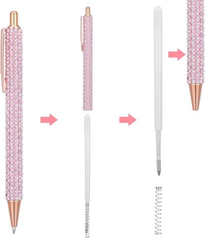 4 Pcs Sparkly Pens Glitter Rhinestone Pink Ballpoint Pen Black Ink Retractable Pink Pens for Women Office School Christmas Graduation Party Favors in Kuwait