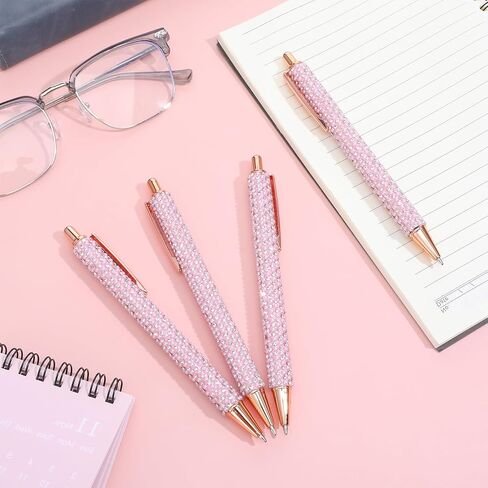 4 Pcs Sparkly Pens Glitter Rhinestone Pink Ballpoint Pen Black Ink Retractable Pink Pens for Women Office School Christmas Graduation Party Favors in Kuwait