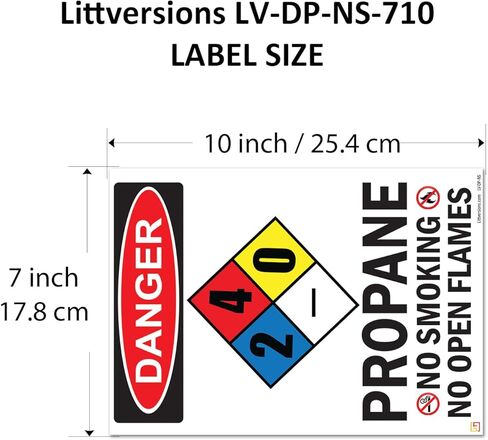 2 عبوة 7 × 10 بوصة خطر البروبان ممنوع التدخين ولا اللهب المكشوف OSHA تحذير مخاطر السلامة علامة ملصق 6 مل مغلف من الدرجة الهندسية للأشعة فوق البنفسجية المحمية ANSI NFPA 103926 in Kuwait