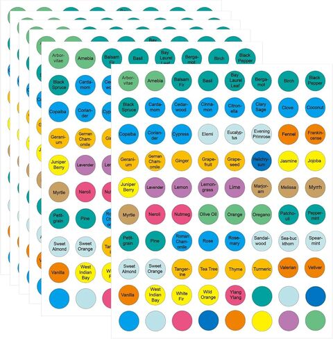 800PCS Essential Oils Labels for Bottle Caps, 1/2 Inch Circle Bottle Cap Lid Stickers for Essential Oil, Multicolor Organization Labels for Rollerball Aromatherapy Bottles in Kuwait