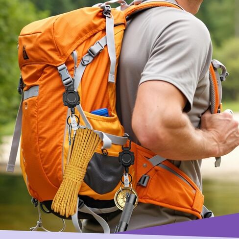 سلسلة مفاتيح Wonwond_Direct قابلة للسحب مكونة من قطعتين من بكرة شارة شديدة التحمل، حامل شارة تعريف حلقة تسلق شديدة التحمل، حلقة مفاتيح قابلة للسحب، حامل مفاتيح قابل للتمديد مع سلك فولاذي 31.5 بوصة، 9oz in Kuwait