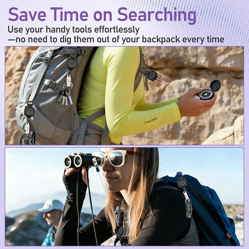 سلسلة مفاتيح Wonwond_Direct قابلة للسحب مكونة من قطعتين من بكرة شارة شديدة التحمل، حامل شارة تعريف حلقة تسلق شديدة التحمل، حلقة مفاتيح قابلة للسحب، حامل مفاتيح قابل للتمديد مع سلك فولاذي 31.5 بوصة، 9oz in Kuwait