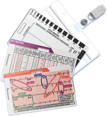 3Pcs EKG Rhythm Interpretation Card,Pocket Sized EKG Cheat Code,Portable Reference Card – Rapid Interpretation Guide Dual,Sided, Horizontal & Vertical Layout,Nurse Gifts,Medical Assistant Badge in Saudi Arabia