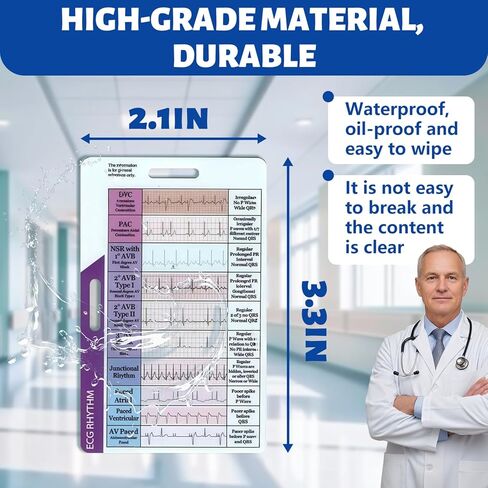 3Pcs EKG Rhythm Interpretation Card,Pocket Sized EKG Cheat Code,Portable Reference Card – Rapid Interpretation Guide Dual,Sided, Horizontal & Vertical Layout,Nurse Gifts,Medical Assistant Badge in Saudi Arabia