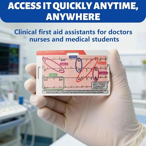 3Pcs EKG Rhythm Interpretation Card,Pocket Sized EKG Cheat Code,Portable Reference Card – Rapid Interpretation Guide Dual,Sided, Horizontal & Vertical Layout,Nurse Gifts,Medical Assistant Badge in Saudi Arabia
