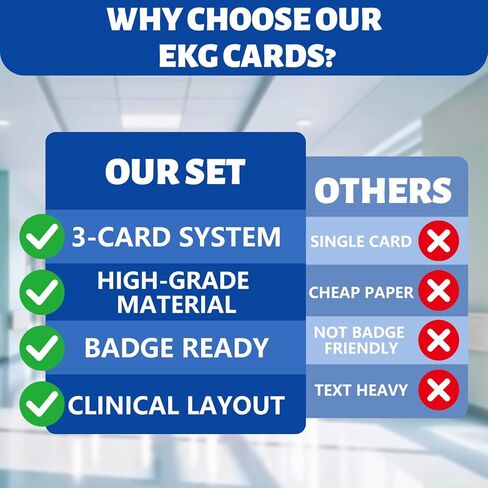 3Pcs EKG Rhythm Interpretation Card,Pocket Sized EKG Cheat Code,Portable Reference Card – Rapid Interpretation Guide Dual,Sided, Horizontal & Vertical Layout,Nurse Gifts,Medical Assistant Badge in Saudi Arabia