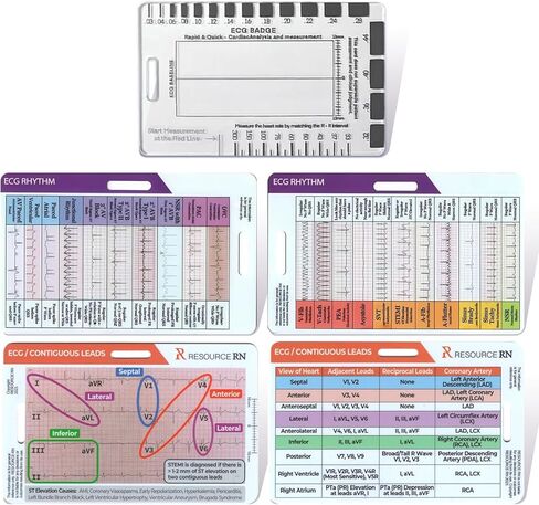 3Pcs EKG Rhythm Interpretation Card,Pocket Sized EKG Cheat Code,Portable Reference Card – Rapid Interpretation Guide Dual,Sided, Horizontal & Vertical Layout,Nurse Gifts,Medical Assistant Badge in Saudi Arabia