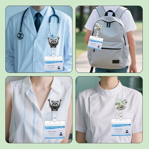 قطعتان من شارة الراكون السلحفاة المضحكة، حامل شارة عمل لطيف، مشبك قابل للسحب، ملحقات بكرة شارة ممرضة من الأكريليك لطالب التمريض RN CNA ICU LPN، طبيب مدرس، عامل مكتب in Kuwait