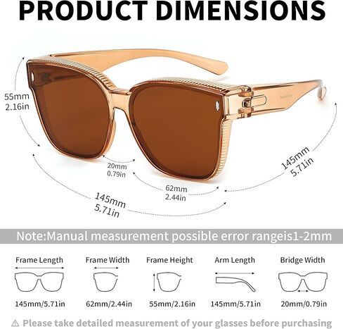FEISEDY Polarized Sunglasses Fit Over Glasses for Men Women, Oversized Square Sun Glasses UV400 Protection Shades B4187 in Saudi Arabia